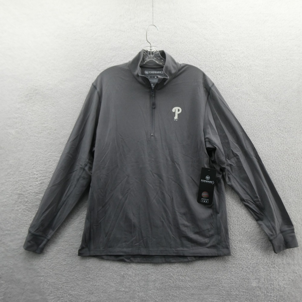47 Pullover Mens Medium Philadelphia Phillies Gray 1/4 Zip Cotton Poly Lycra